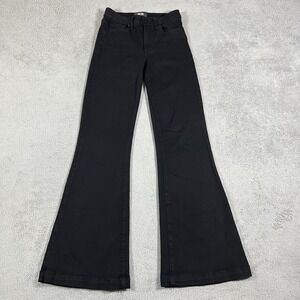 Paige Genevieve Jeans Womens 25 Flare Mid Rise Black  Stretch Rayon Blend